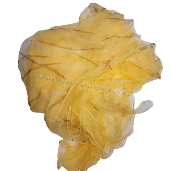 Double Layer Yellow Silk Rectangular Scarf - Picture 4 of 8